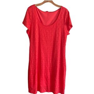 ISAAC MIZRAHI Deep Red Orange Eyelet Scoop Neck Fully Lined Dress Size XXL